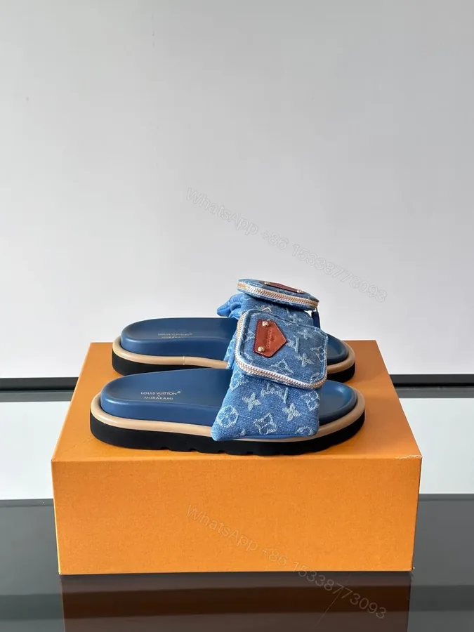 View 1 of LV Men Blue Denim Slides
