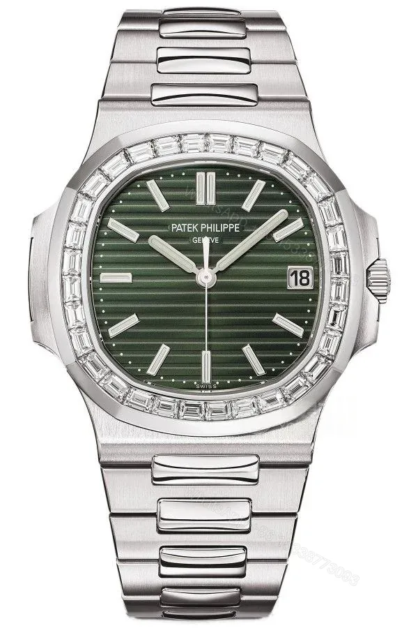 View 1 of Patek Philippe Super Clone Nautilus 5711/1300A-001 Green Dial Diamond Bezel 40MM