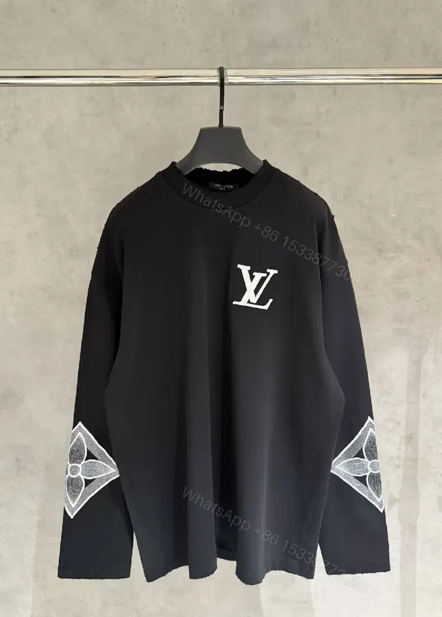 View 1 of Relaxed Black Sweatshirt - Monogram Embroidered Luxe Streetwear