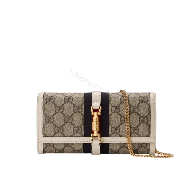 View 1 of Gucci Jackie 1961 Continental Chain Wallet GG Brown 19Cm 652681 HUHHG 9794