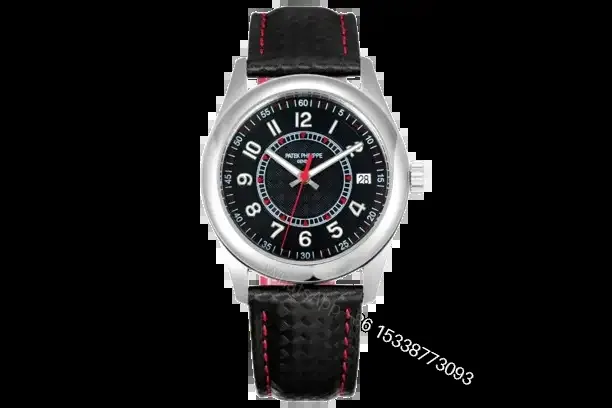 View 1 of Patek Philippe Calatrava 40mm Polished Stainless Steel Watch with Black Ebony Dial and Black Leather Strap