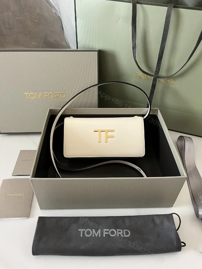 View 1 of Ivory Light-Nappa Tiny Structured Bag with Gold TF Hardware