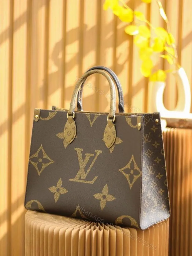 View 1 of First Copy Louis Vuitton Ladies Monogram Tote Bag Brown Premium Handbag
