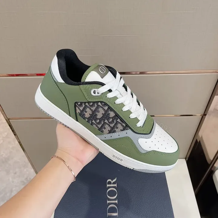 View 1 of Olive White Luxe Low-Top Sneaker with Signature Panel