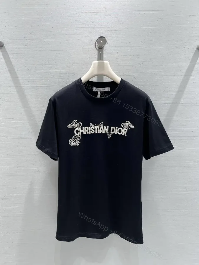 View 1 of Black Cotton Tee with Subtle Embroidered Logo - Luxury Everyday Wear