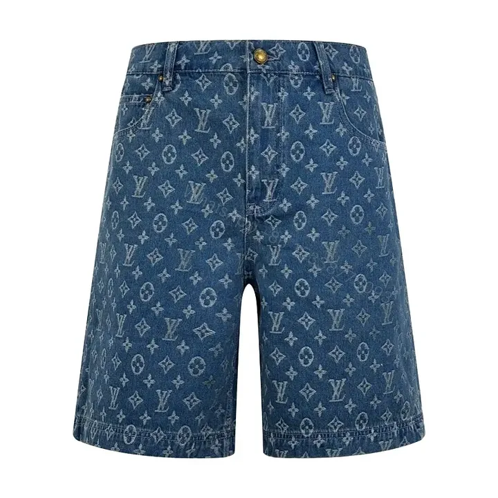 View 1 of Denim Monogram Bermuda Shorts – Signature LV Print, Elevated Comfort