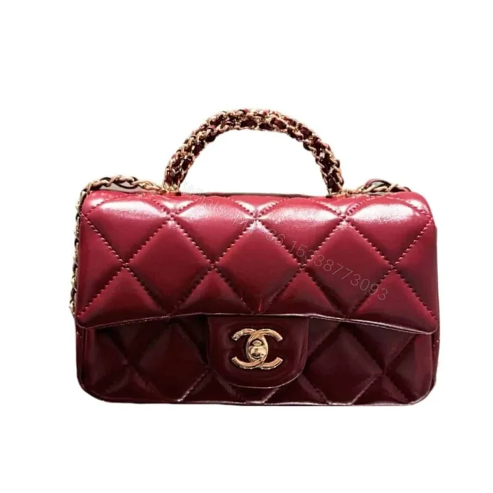 View 1 of Chanel Classic Mini Flap Bag With Chain In Burgundy 21Cm