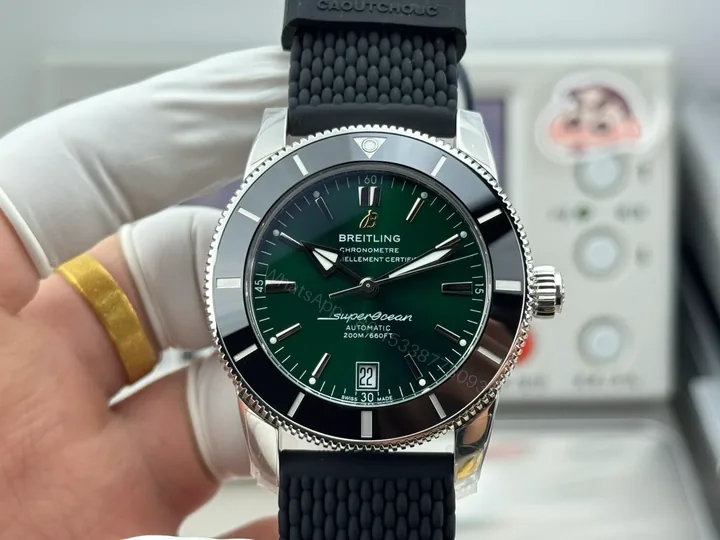 View 1 of Breitling Superocean Heritage Green Rubber Replica 46MM Premium B20 Diver Edition AB2020121L1S1