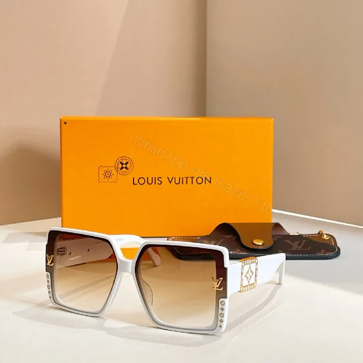 View 1 of Bold Geometric Frames Sunglasses: White, Gradient Brown Lenses