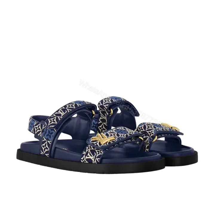 View 1 of LOUIS VUITTON LV SUNSET FLAT COMFORT SANDAL NAVY BLUE 1AHNKD