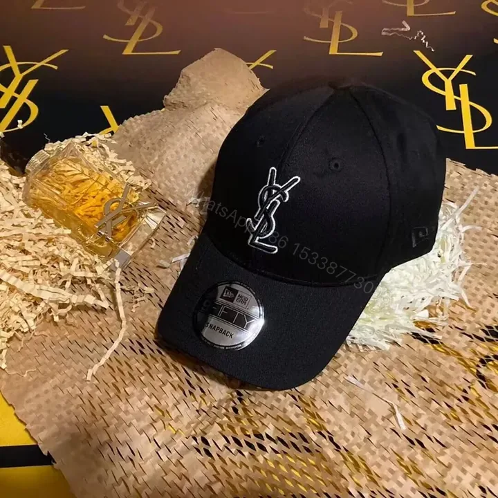 View 1 of Black Cap: minimalist YSL-style Logo, premium streetwear cap