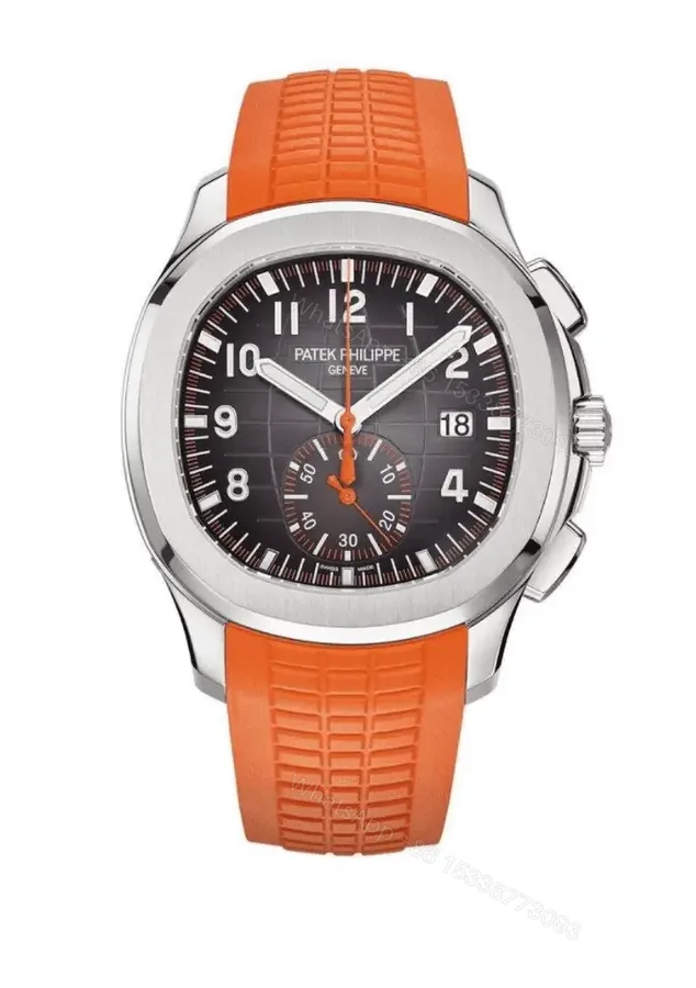 View 1 of Replica Aquanaut Chronograph Orange Rubber Strap