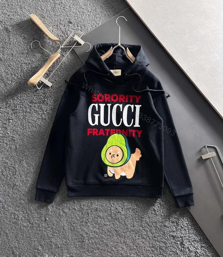 View 1 of Gucci高仿男款帽T酪梨狗插畫圖案潮流趣味感十足