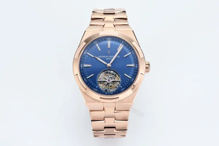 View 1 of PPF Factory Vacheron Constantin Overseas Tourbillon – Rose Gold Case, Blue Dial, Black Leather Strap, Automatic Watch