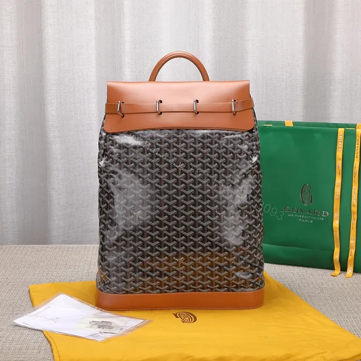 View 1 of Goyard Black Goyardine & Brown Leather Steamer Bag