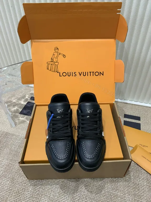 View 1 of Bold Leather LV-Style High-Top Sneaker, Luxury Comfort