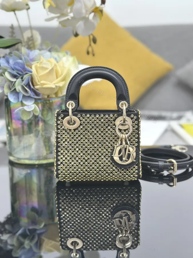 View 1 of 原單Dior Lady Dior金色鉚釘迷你包 晚宴風鏈條手提包