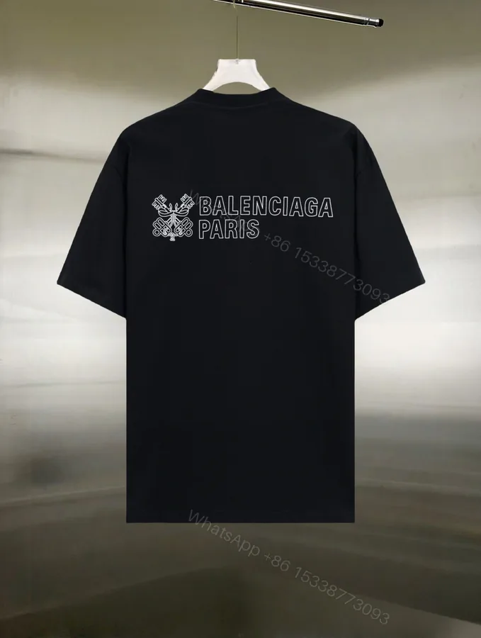 View 1 of Balenciaga一比一黑色短袖背面印花巴黎徽章LOGO款