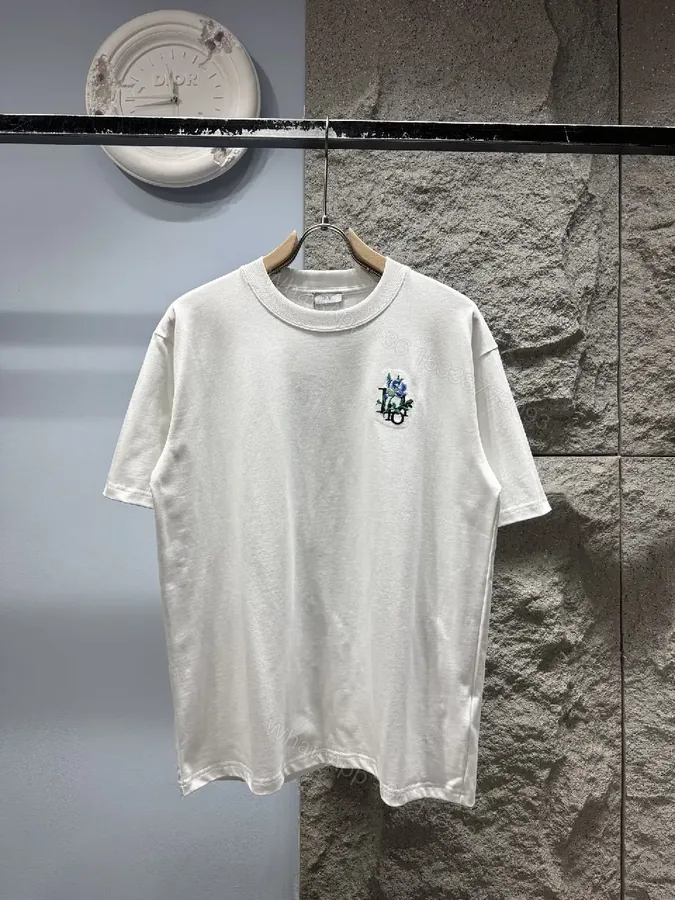 View 1 of Off-White Embroidered Cotton Tee: Relaxed Luxury Everyday Shirt