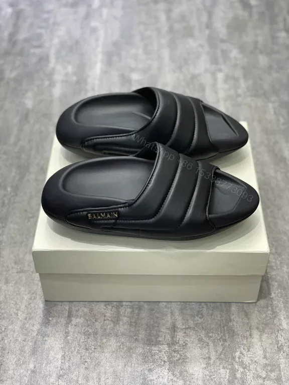 View 1 of Balmain Leather Slides: Luxe, All-Day Comfort Shoes