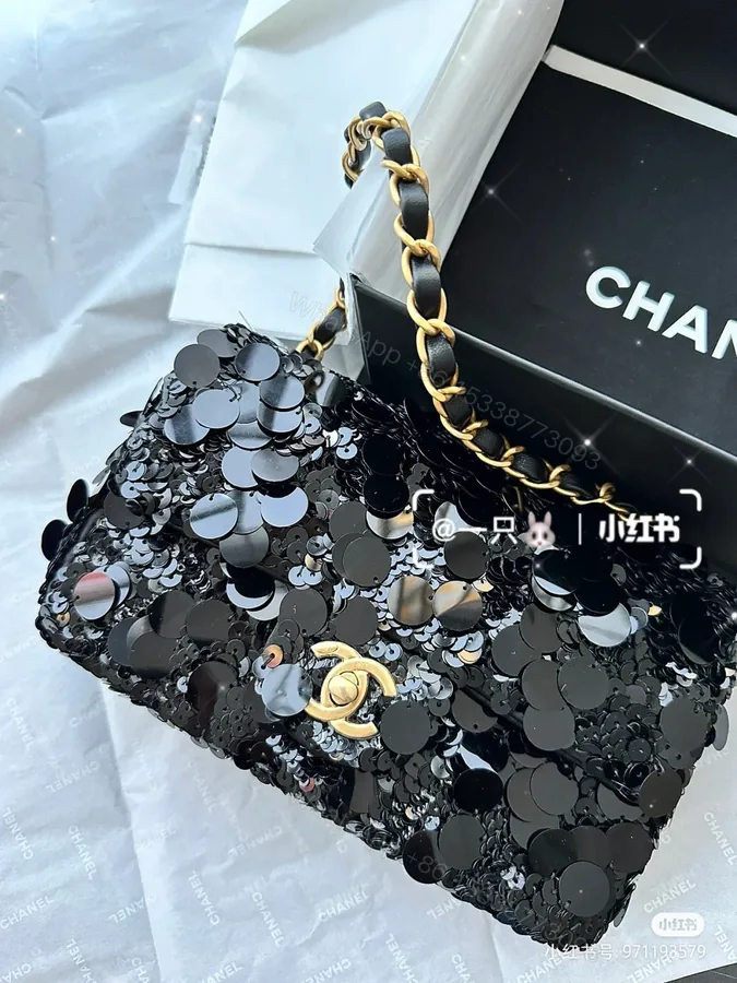View 1 of CHANEL 高仿 黑色亮片鏈條包 閃耀奢華質感派對精品女包