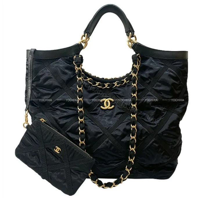 View 1 of CHANEL Shoulder Bag Coco Mark Matelasse 2WAY Chain Tote Black