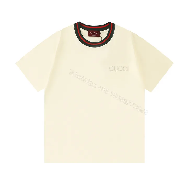 View 1 of GucciA貨白色短袖T恤男款 撞色領口設計展現風格