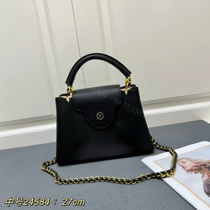 View 1 of LV 高仿 24584 中號黑色鏈條手提包 27cm簡約百搭女款