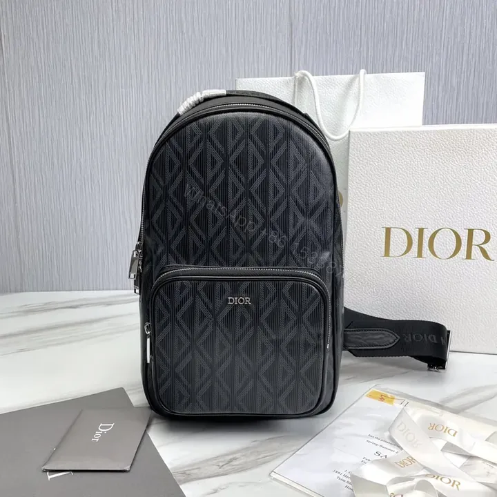 View 1 of Dior Luxe Backpack: Patterned Leather-Trim, All-Day Comfort