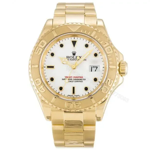 View 1 of Replica Rolex Yacht Master Full Gold White Dial