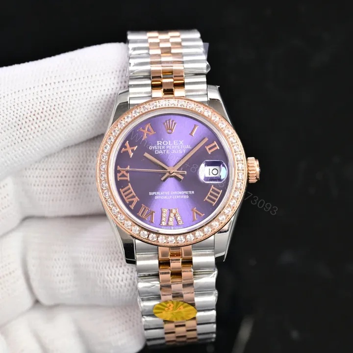 View 1 of Rolex Datejust 31 Stainless Steel Rose Gold Diamond Aubergine – Roman Dial Jubilee 278381RBR-0020