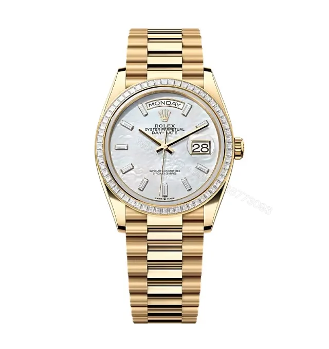 View 1 of Superclone Rolex Day-Date White Mother-of-Pearl Diamond Dial 128398tbr-0030 36 mm