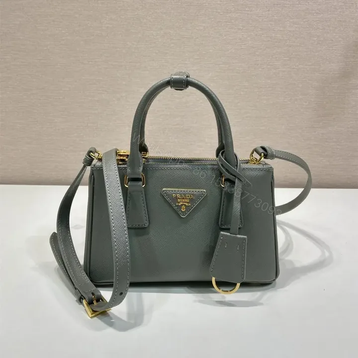 View 1 of 高仿Prada*Galleria系列1BA916紋理牛皮單肩包石墨灰Mini免檢版