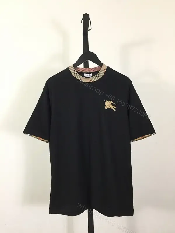 View 1 of Lux-Panel Tee: Classic Check Collar, Gold Crest, Hi-Comfort Knit