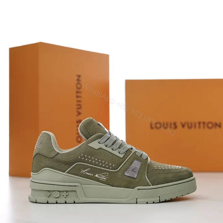View 1 of Olive Allure: Luxe Everyday Trainer with LV Detail
