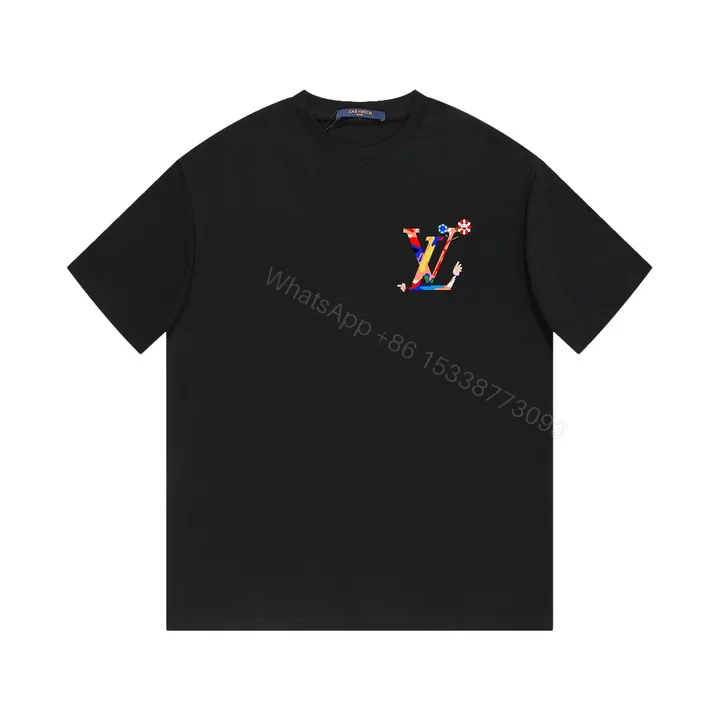 View 1 of LV A貨黑色短袖T恤趣味塗鴉風LOGO設計夏日街頭男裝百搭款