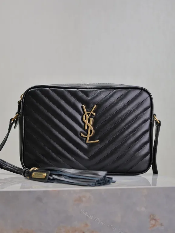 View 1 of Gold Monogram Quilted Crossbody - Luxe, Leather, Compact Bag