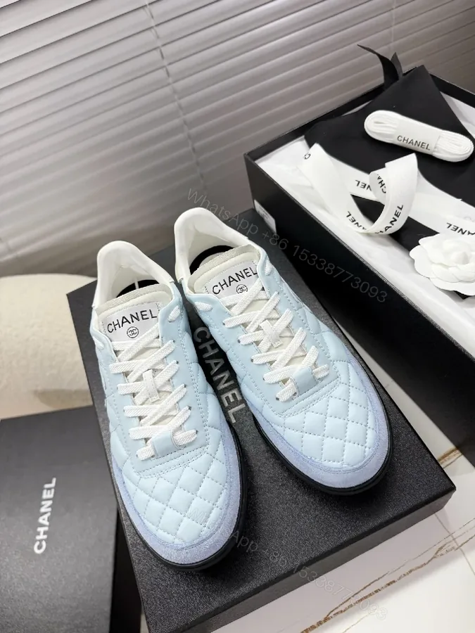 View 1 of Quilted Blue Low-Top Sneakers: Luxe Everyday Comfort