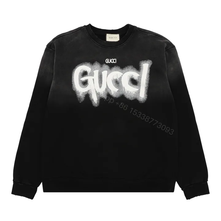 View 1 of Gucci精品仿製黑色塗鴉LOGO衛衣 街頭潮流風格人氣單品
