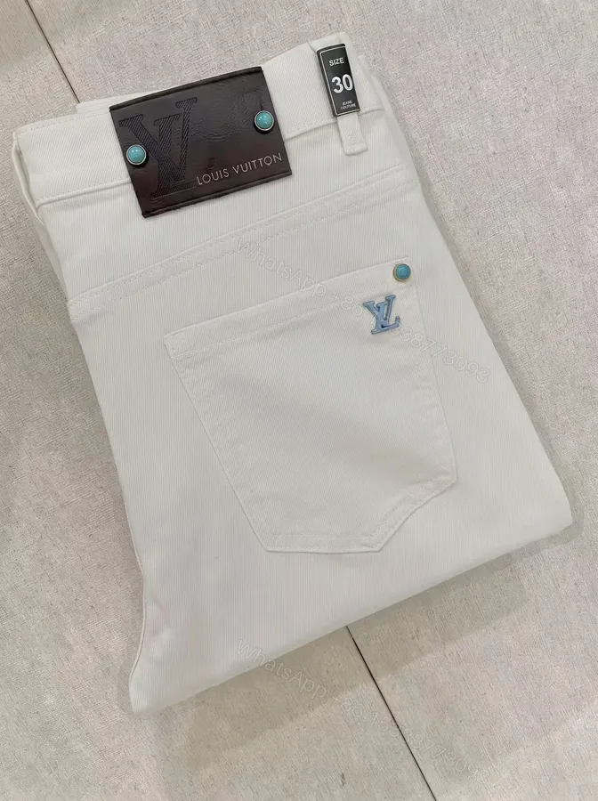 View 1 of LV 高仿 男款 白色牛仔褲 高級簡約直筒設計 百搭潮流長褲