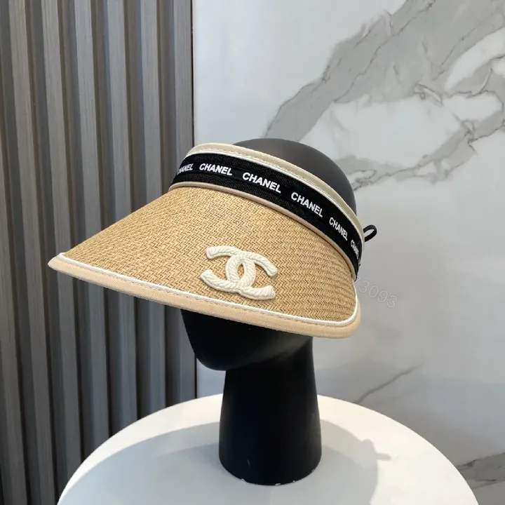 View 1 of Straw Visor: Elegant Beig e Straw, Logo Embroidery, Sun-Chic