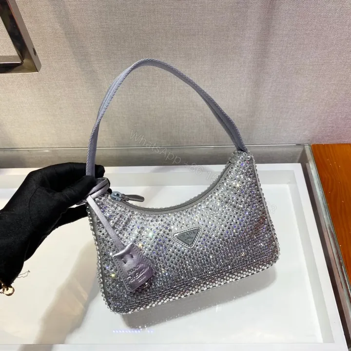 View 1 of SPARKLING HOBO BAG 23 IN SILVER NYLON ATTACHED FULLY CRYSTALS