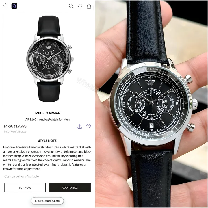 View 1 of First Copy Emporio Armani Minimalist Chronograph AR11634