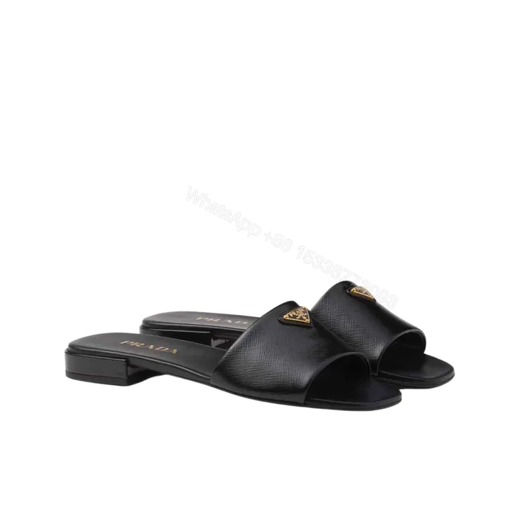 View 1 of PRADA SAFFIANO PATENT LEATHER SLIDES BLACK 1XX730 3A9S F0002 F 010