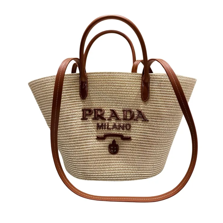View 1 of PRADA LARGE RAFFIA AND SHOPPING BAG 25CM