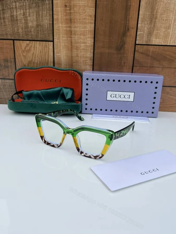 View 1 of First Copy Gucci 6186 Green Plano Luxury Designer Sunglasses Premium Fashion Eyewear