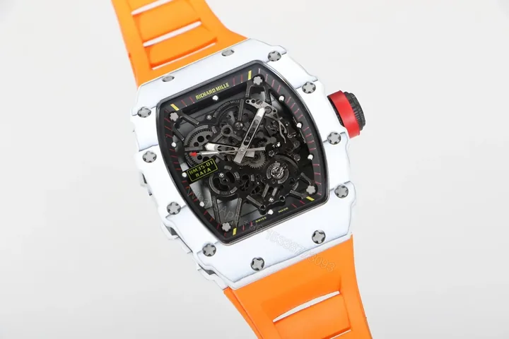 View 1 of Richard Mille RM35-01 NTPT Carbon Fiber RMUL3 White Case Orange Strap Watch RM35-01-WCASE-ORSTR
