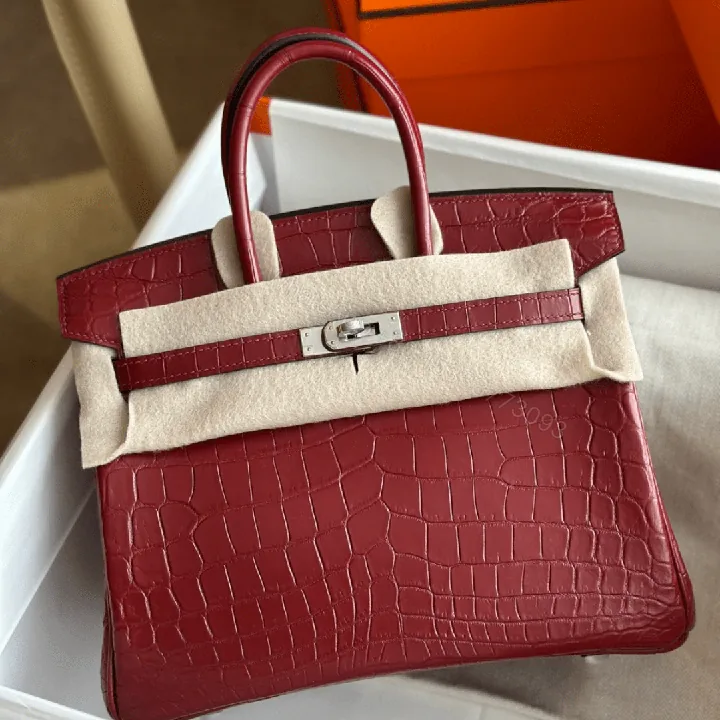 View 1 of Hermes Birkin Woman’s Hand Sewing Like Auth Red Handbags 25cm