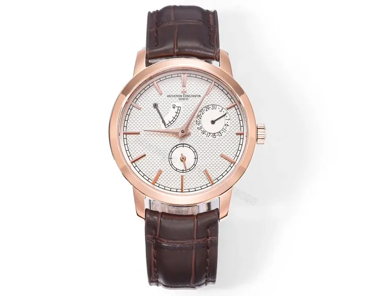 View 1 of GS Factory Vacheron Constantin Traditionnelle 83520/000R-9909 Mechanical Watch – Rose Gold with Brown Leather Strap, 40mm Case, Automatic Movement, Power Reserve, Date, and Day Display
