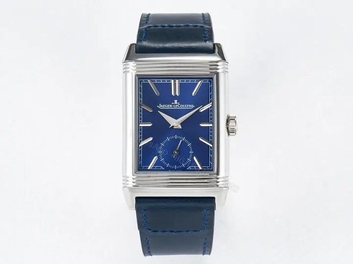 View 1 of Reverso Tribute Duoface Small Seconds SS MGF Best Edition Blue Dial on Blue Leather Strap A854A